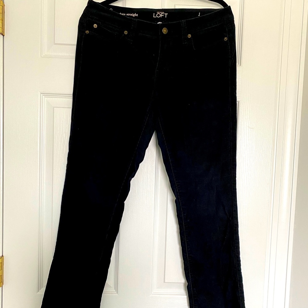 Corduroy Pants, Black, Modern Straight Cut
